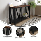 Flash Furniture Charlotte Farmhouse 2-Tier Console Table - Black Finish Engineered Wood Frame - Walnut Finish Tabletop - For Entryway Or Living Room