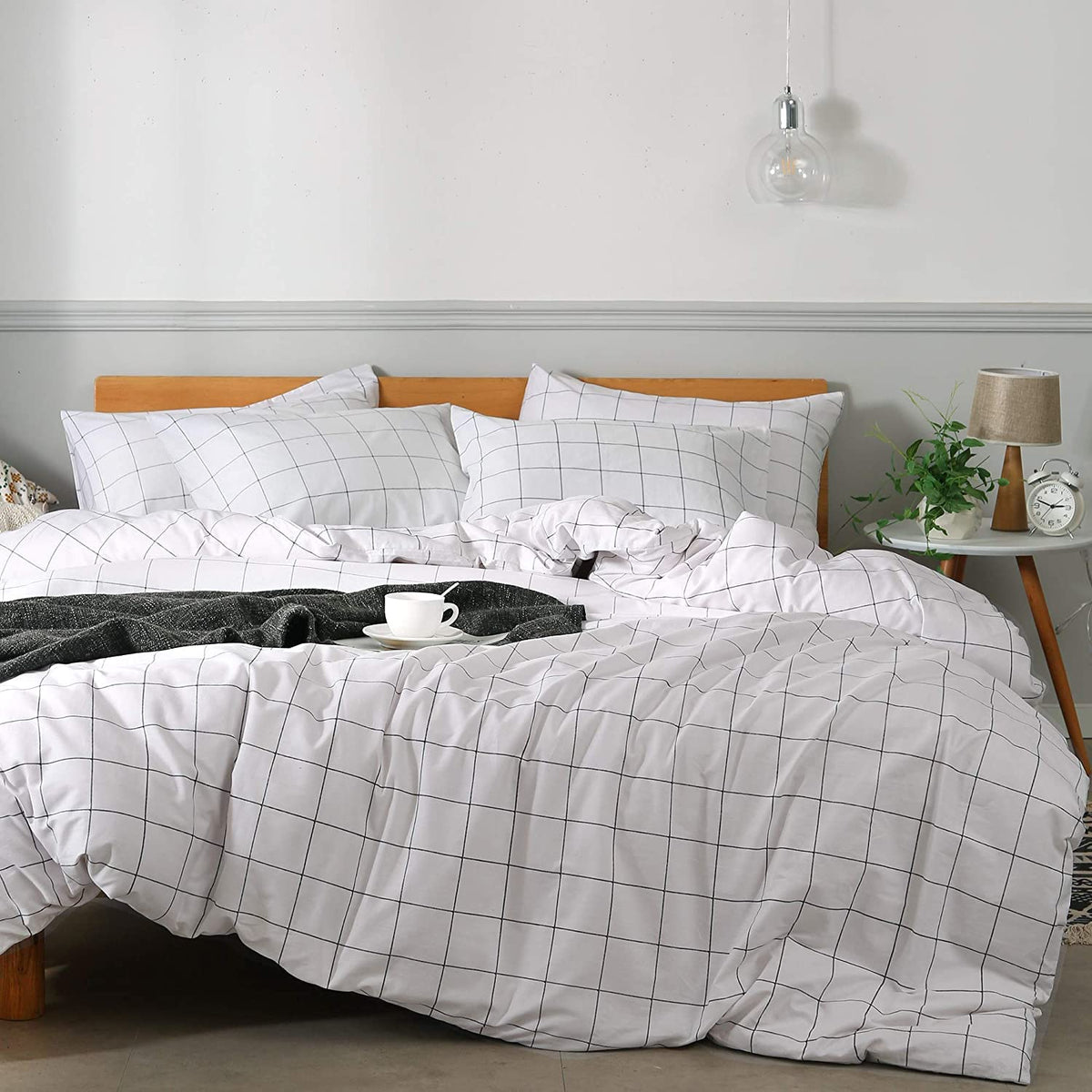 Jellymoni Oversized King Duvet Cover Set, Cotton Duvet Cover 3 Pieces With Zipper Closures,1 Duvet Cover And 2 Pillow Shams(Whit