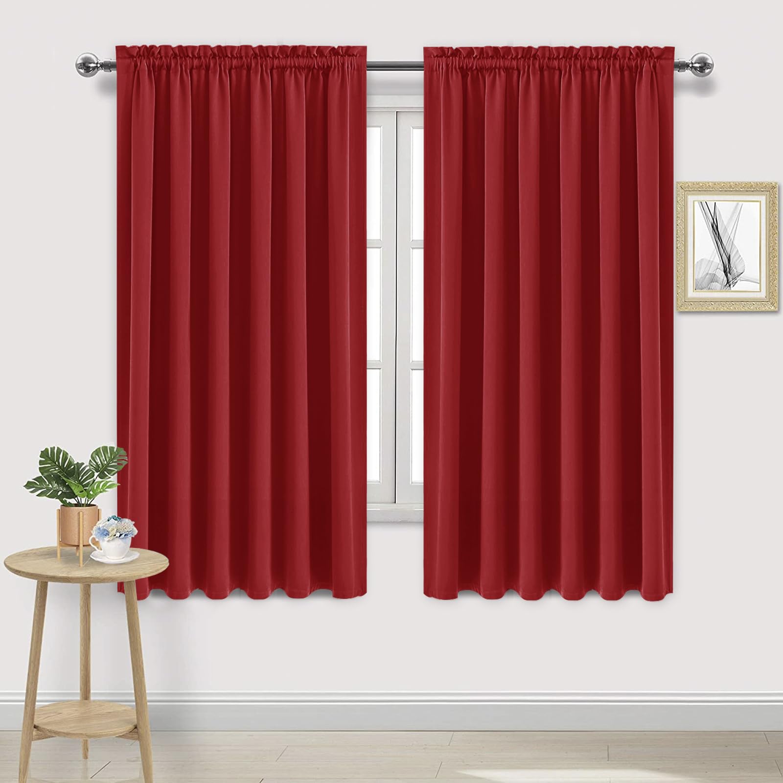 Dwcn Blackout Curtains For Living Room Thermal Insulated, Energy Saving & Noise Reducing Bedroom Curtains, Red, W 70X L 72 Inch,