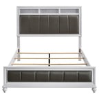 Coaster Home Furnishings Barzini Modern Classic 4-Piece Bedroom Set Leatherette Upholstered Queen Size Panel Bed Frame 56-inch Headboard White 205891Q-S4