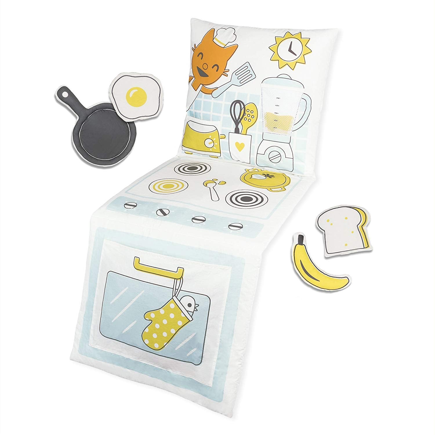 Sago Mini , 2-In-1 Fold Up Pillow Playset, Jinjas Kitchen With Plush Accessories For Toddlers, Multicolor