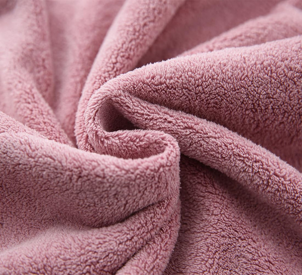 M-Bestl 2 Pack Microfiber Hair Towel Wrap,Hair Drying Towel With Button Design,Head Towel To Dry Curly Hair Quickly (Bean Pink)