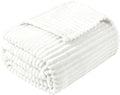 Vessia Flannel Fleece Throw Blanket For Couch,Sofa,Bed, 300Gsm Microfiber White Striped Chair Blanket For Adults And Kids, Super