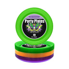 Party Essentials Hard Plastic 40 Count Round Party/Dessert Plates, 6-Inch, Mardi Gras Mix, Green/ Purple/ Yellow