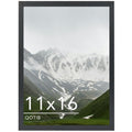 QOTIB 11x16 Picture Frame Black for Wall Mounting, Horizontal and Vertical Formats for Wall Hanging, Wood 11x16 Frame, Black, 1 