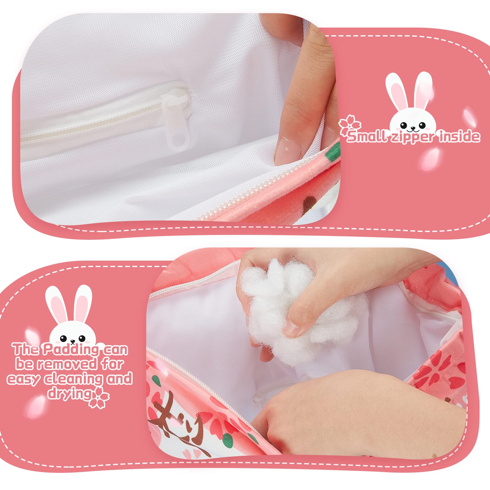 Civaner Cute Plush Pillow Kawaii Room Decor Throw Pillow Removable Stuffed Animal Toys Fluffy Cherry Bunnies Dog Dinosaur Cookie