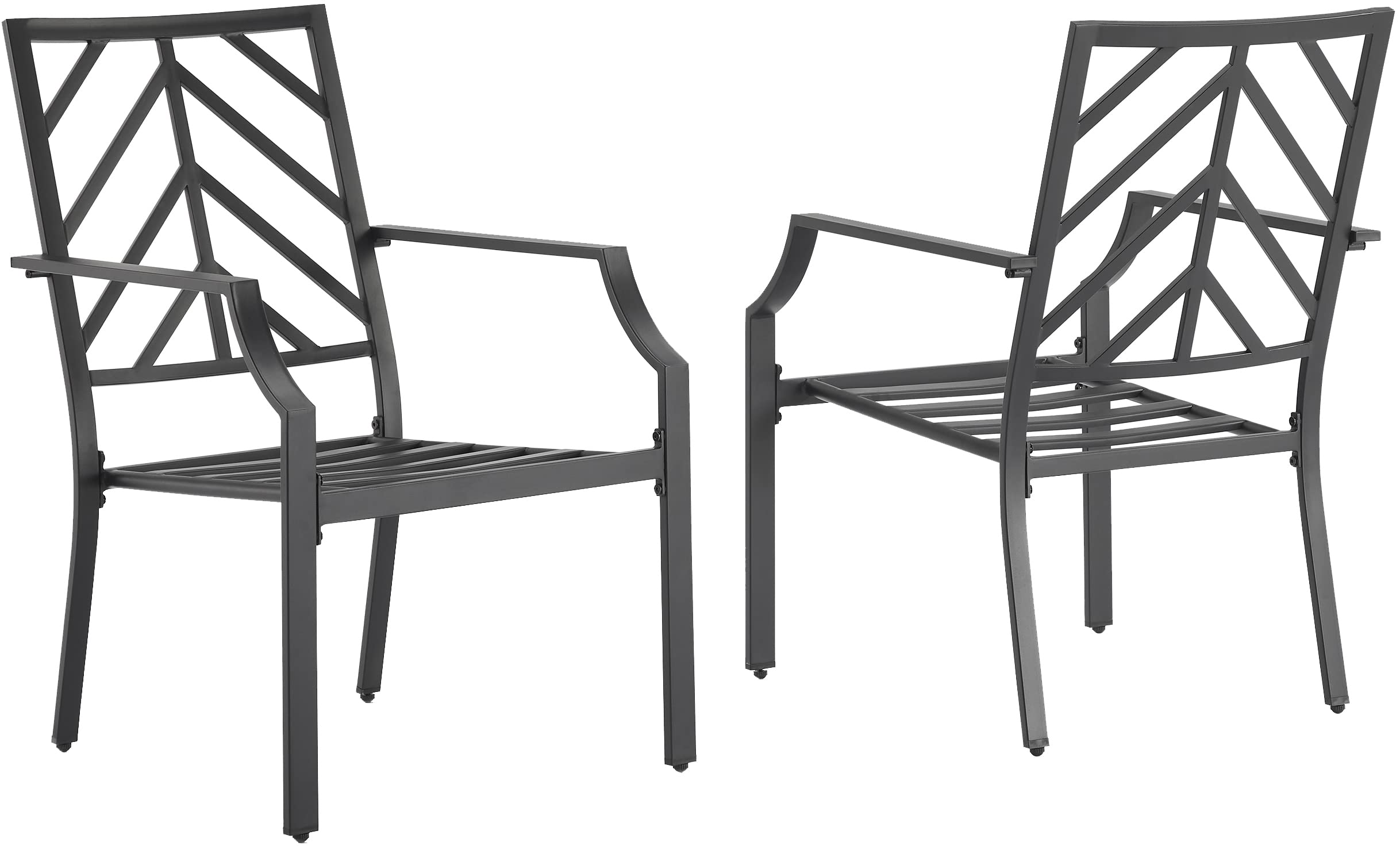 Crosley Furniture Otto 2-Piece Outdoor Chair Set, Dining Patio Chairs for Deck, Backyard, Matte Black with Gray Cushions
