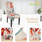 Searchi Printed Dining Room Chair Covers Set Of 4, Stretch Kitchen Chair Covers Washable Parsons Chair Slipcover Removable Dining Chair Protectors For Hotel,Ceremony(Floral Pattern1)