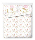 Jay Franco Hello Kitty Full Size Sheet Set - Super Soft 4 Piece Stars & Hearts Bedding Set - Microfiber Sheets Includes Reversib