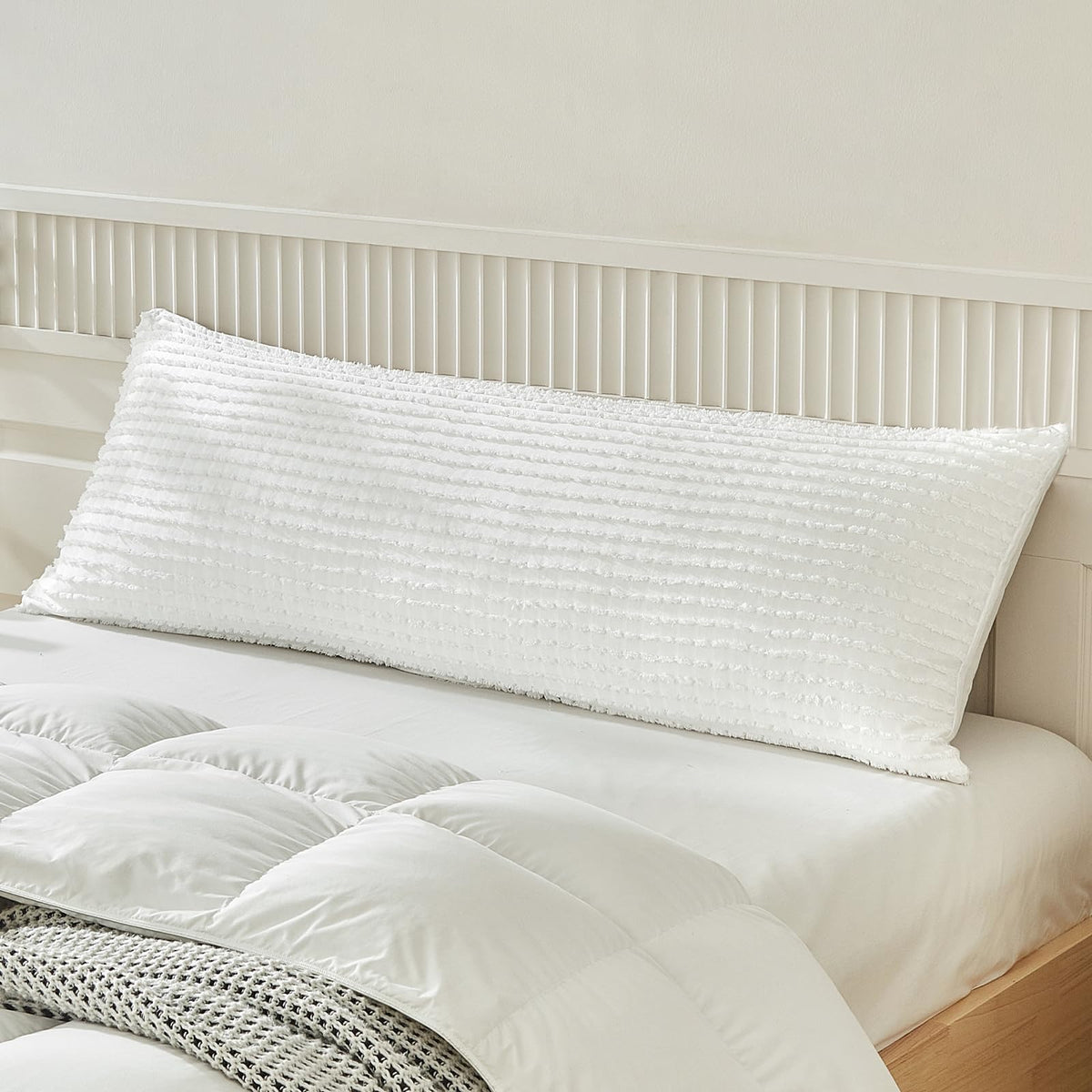 Warmdern White Pillow Covers Body Pillow Cover Soft Microfiber Pillow Cases Set Of 1 Boho Textured Pillowcase With Envelope Clos