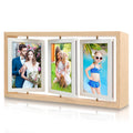 ZEEYUAN 4x6 Rotating Picture Frame Rustic Double Side Family Photo Frame, 4x6 Floating Wooden Picture Frame Vertical Collage Pho