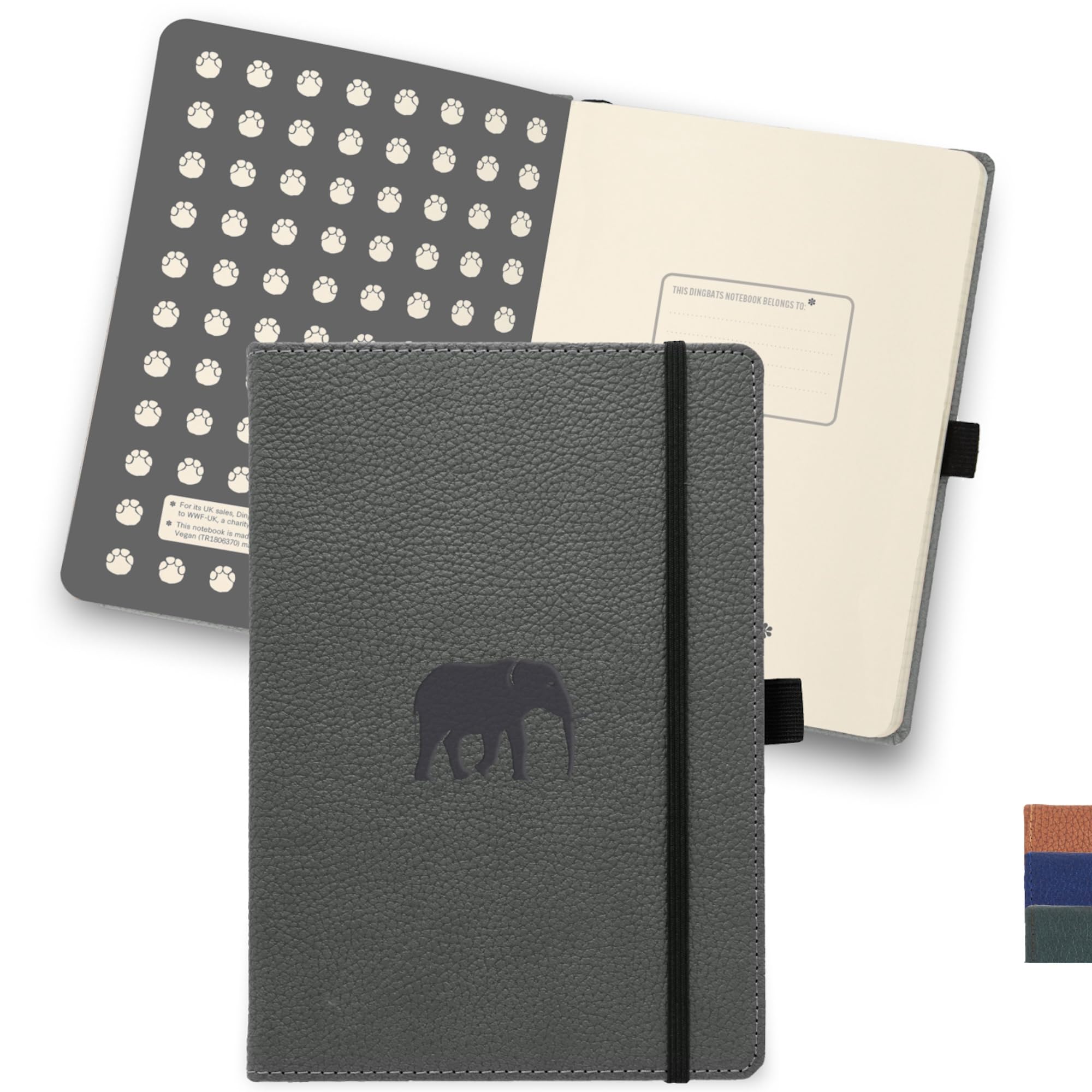 Dingbats* - Wildlife A4 Grid Notebook - Extra Large Hardcover Pu Leather Journal - For Work, Travel - Pocket, Elastic Closure, P