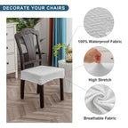Genina Waterproof Seat Covers For Dining Room Chair Covers Waterproof Dining Chair Covers (2 Pcs-Rear-Gapped, White)