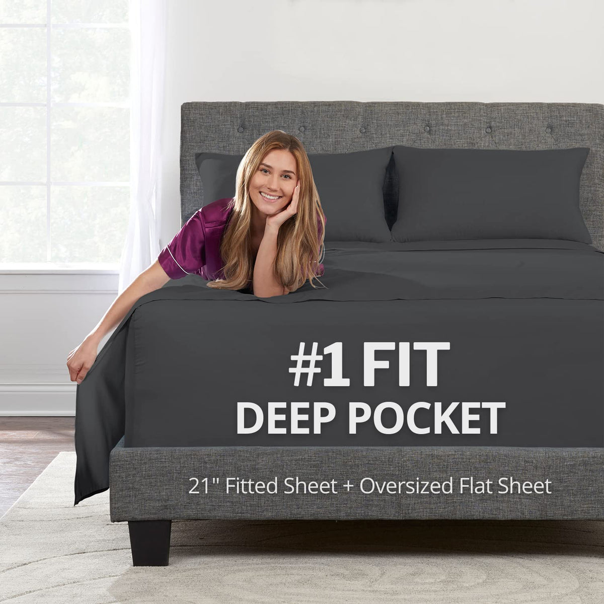Deep Pocket King Size Sheets - 21    King Size Sheets With Deep Pockets [4 Piece] Bed Sheets King Set Oversize Flat & Fitted She