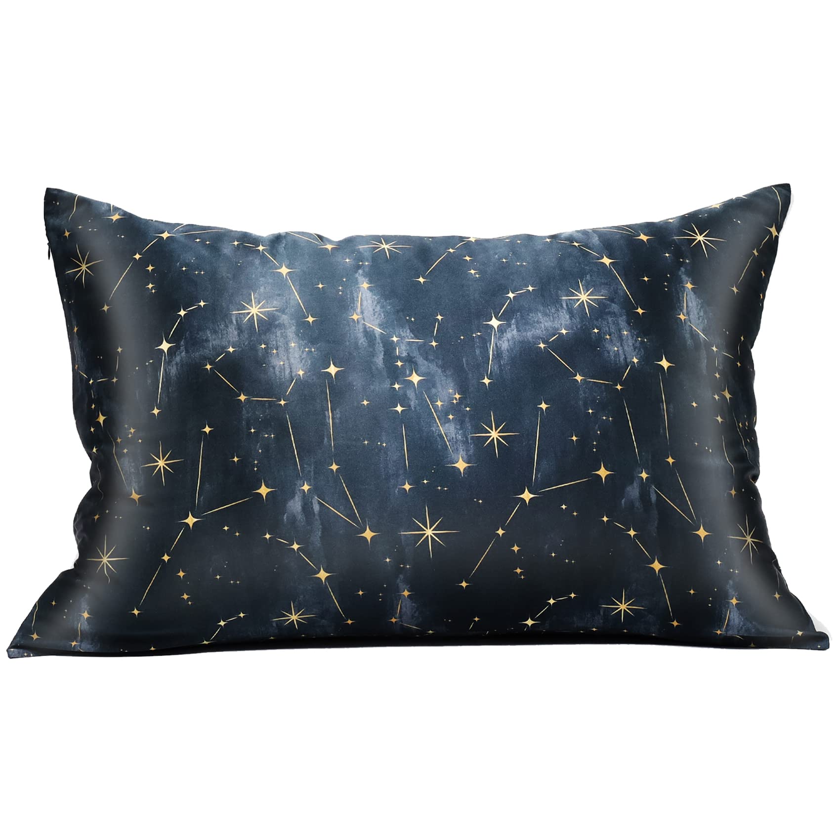 Mansphil 100% Mulberry Silk Pillowcase For Hair And Skin, Black Galaxy Pattern - Premium 22 Momme Charmeuse Silk Pillow Cases Co