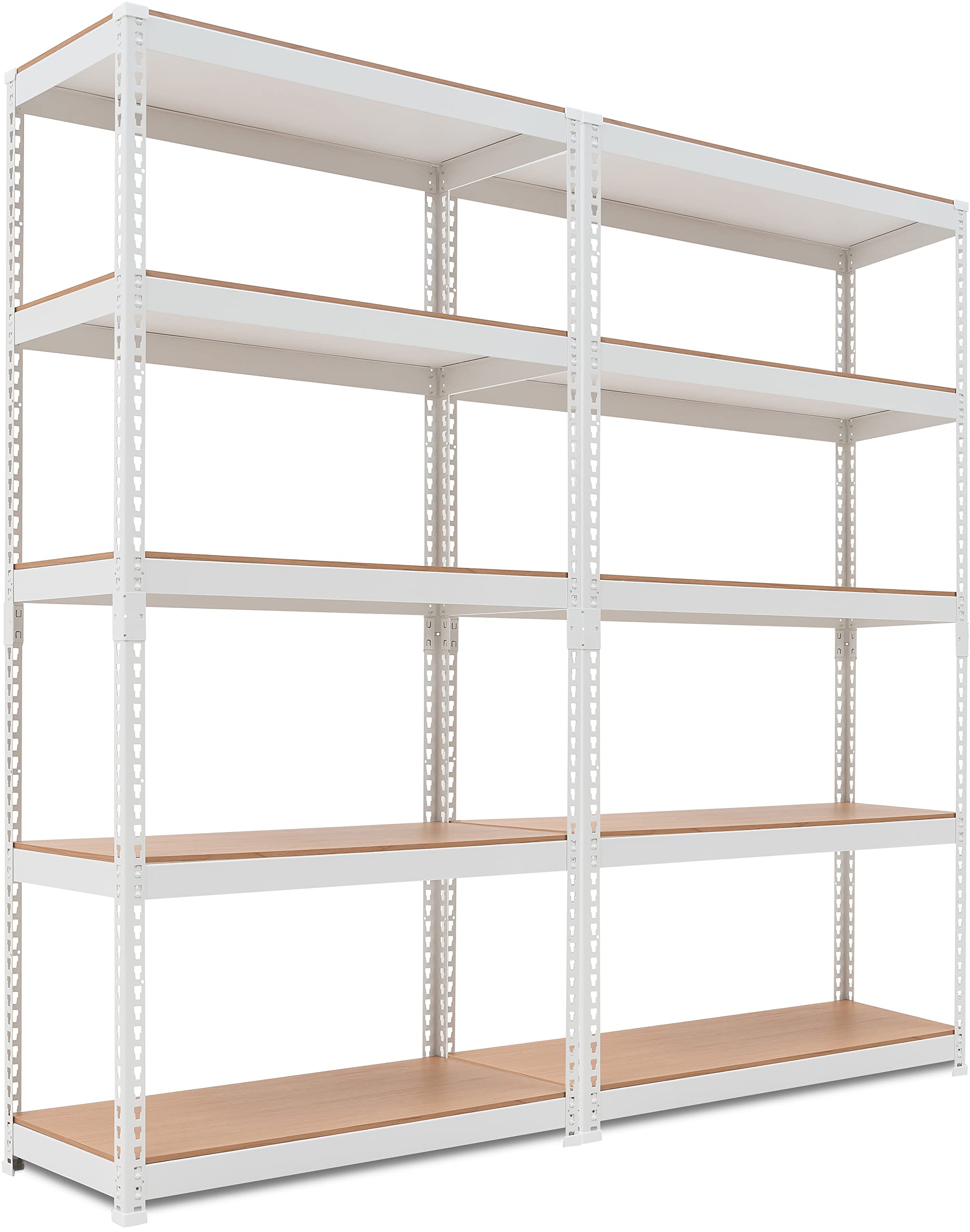 Homedant 5 Tier White Storage Shelves Adjustable Laminated Boltless Garage Metal Shelving Unit Heavy Duty Utility Rack Shelf War