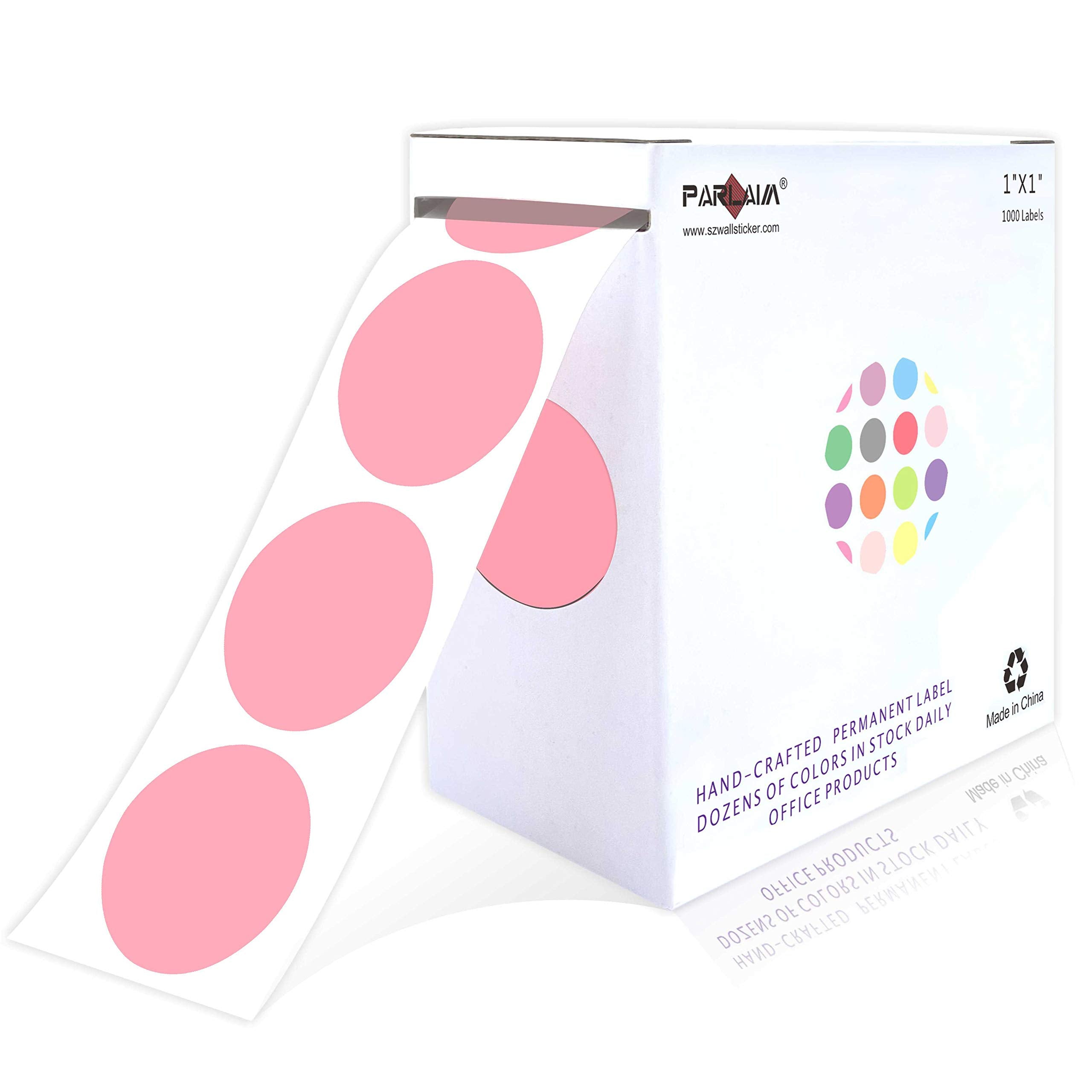 Parlaim 1' Pink Round Color Coding Circle Dot Labels On A Roll, 1000 Stickers, 1 Inch Diameter
