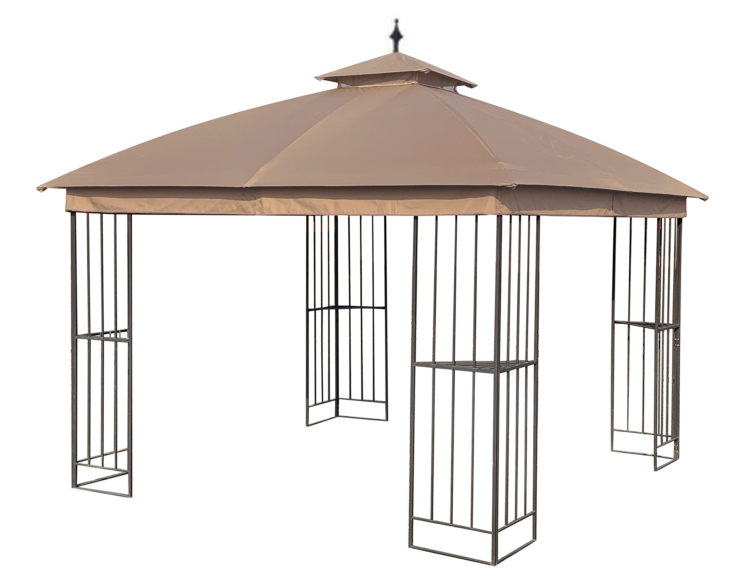 Canopy Top For Garden Treasures 10 Ft X 10 Ft Brown Metal Square Semi- Gazebo Model #L-Gz038Pst-F (Tan)