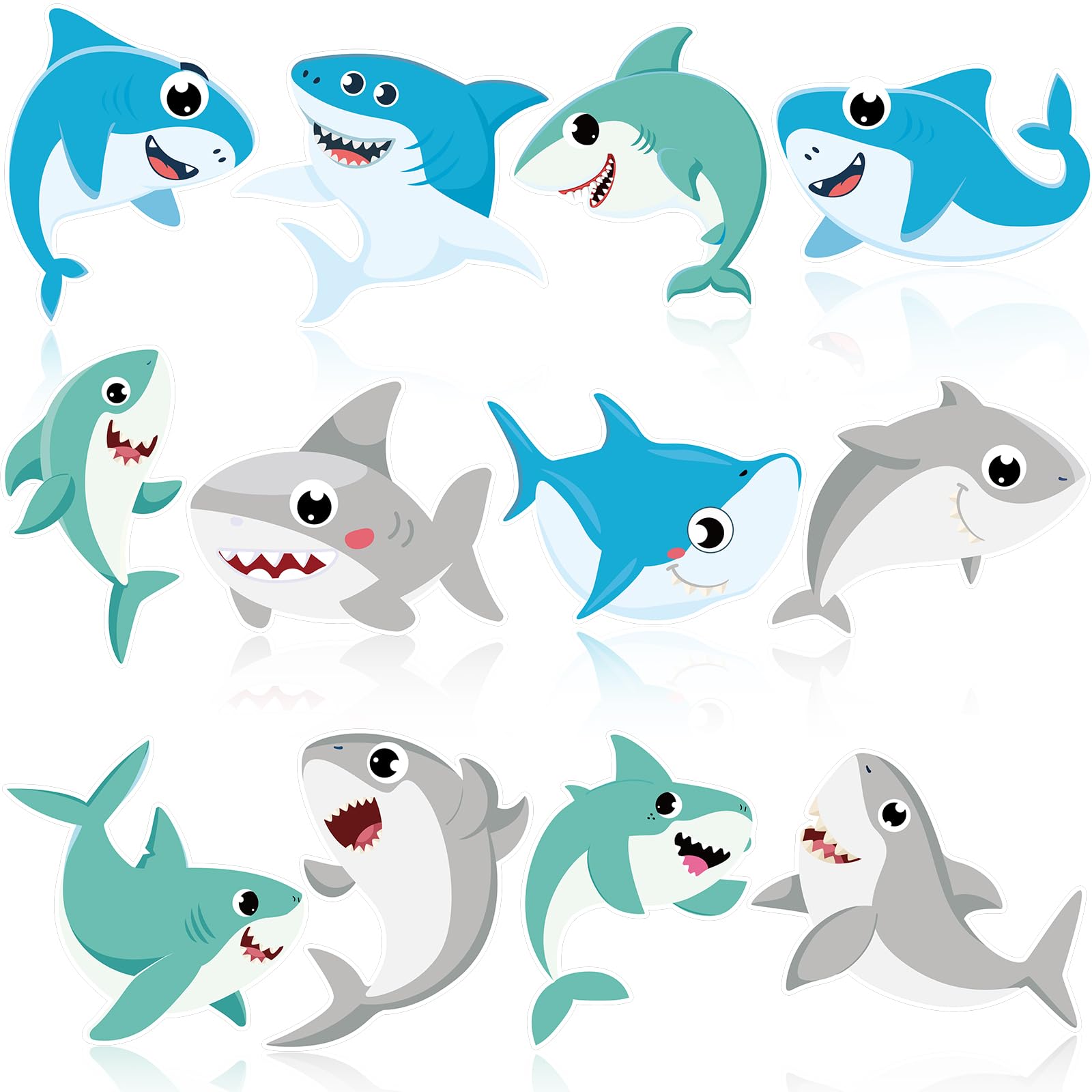 Seajan 60 Pcs Shark Bulletin Board Cutouts Decorations Ocean Sea Animal Cutouts Shark Accents Paper Shark Cutouts For Kids Home