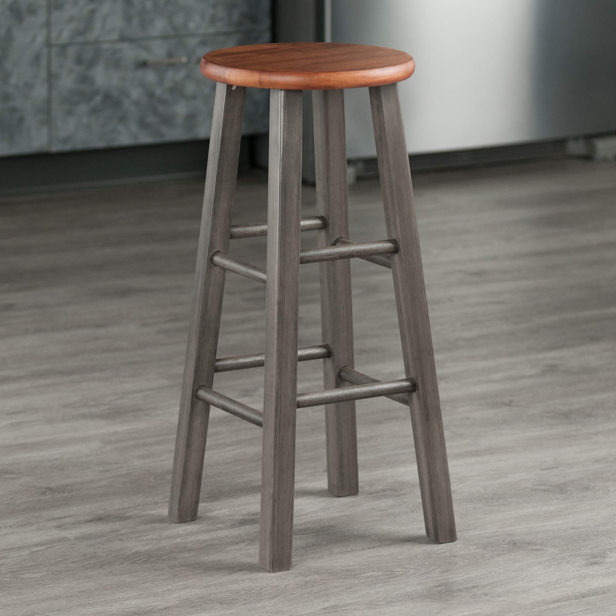 Winsome Wood Ivy Bar Stool, Rustic Gray and Teak, 29'