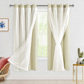 Hiasan Blackout Curtains with Sheer Overlay, Thermal Insulated Privacy Mix and Match Double Layer Window Curtains for Bedroom, L