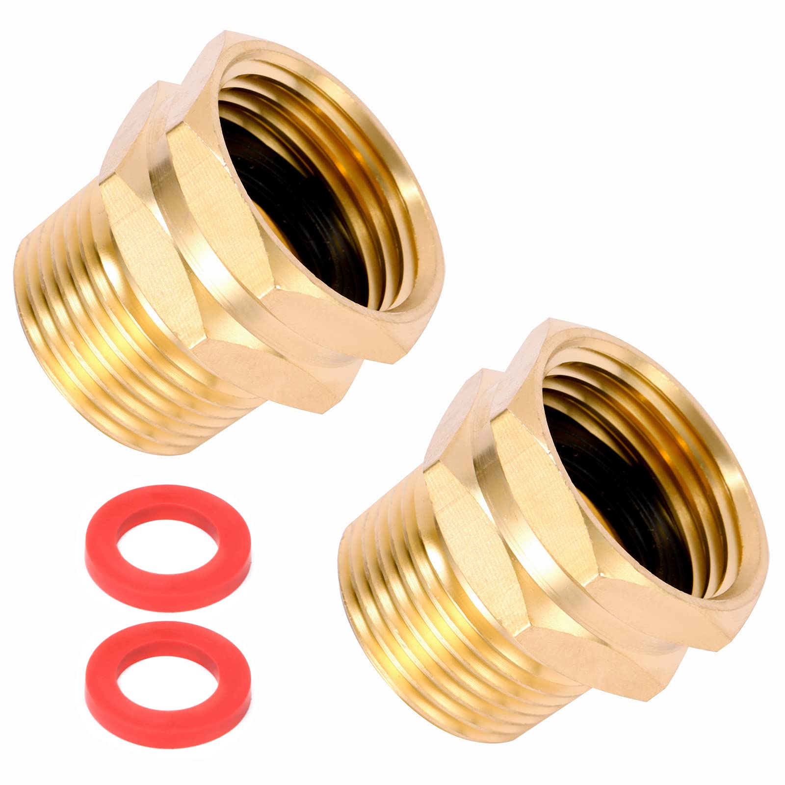 2 Pack Brass Garden Hose Adapter, 3/4' Ght Female X 3/4' Npt Male Connector,Ght To Npt Adapter Brass Fitting,Brass Garden Hose