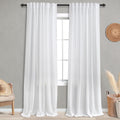 Koufall 92 Inch Curtains For Living Room,Light Filtering Farmhouse Boho Linen White Semi Sheer Curtain Drapes 92 Inches Long For Bedroom 2 Panels Set