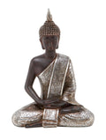 Deco 79 Polystone Buddha Decorative Sculpture Meditating Home Decor Statue with Engraved Carvings and Relief Detailing, Accent F