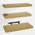 Venusmiles Bathroom Floating Shelves for Wall, 15 Wall Mounted Shelves with Invisible Brackets, 3 Small Wood Floating Wall Shel