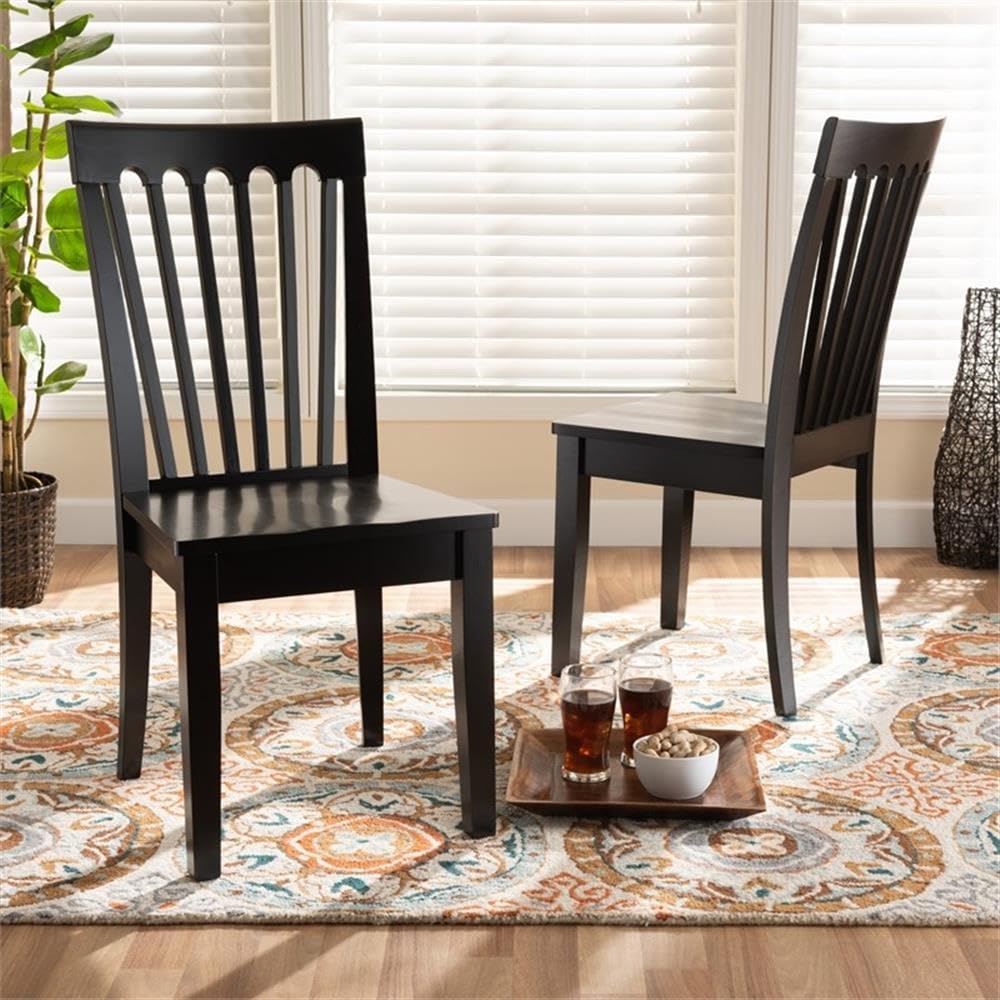 Baxton Studio Minette Modern and Contemporary Transitional Dark Brown Finished Wood 2-Piece Dining Chair Set