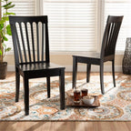 Baxton Studio Minette Modern and Contemporary Transitional Dark Brown Finished Wood 2-Piece Dining Chair Set
