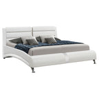 Coaster Home Furnishings Jeremaine Contemporary Leatherette Upholstered Eastern King Size Sleigh Bed Frame Platform Bed 40-inch Headboard White 300345KE