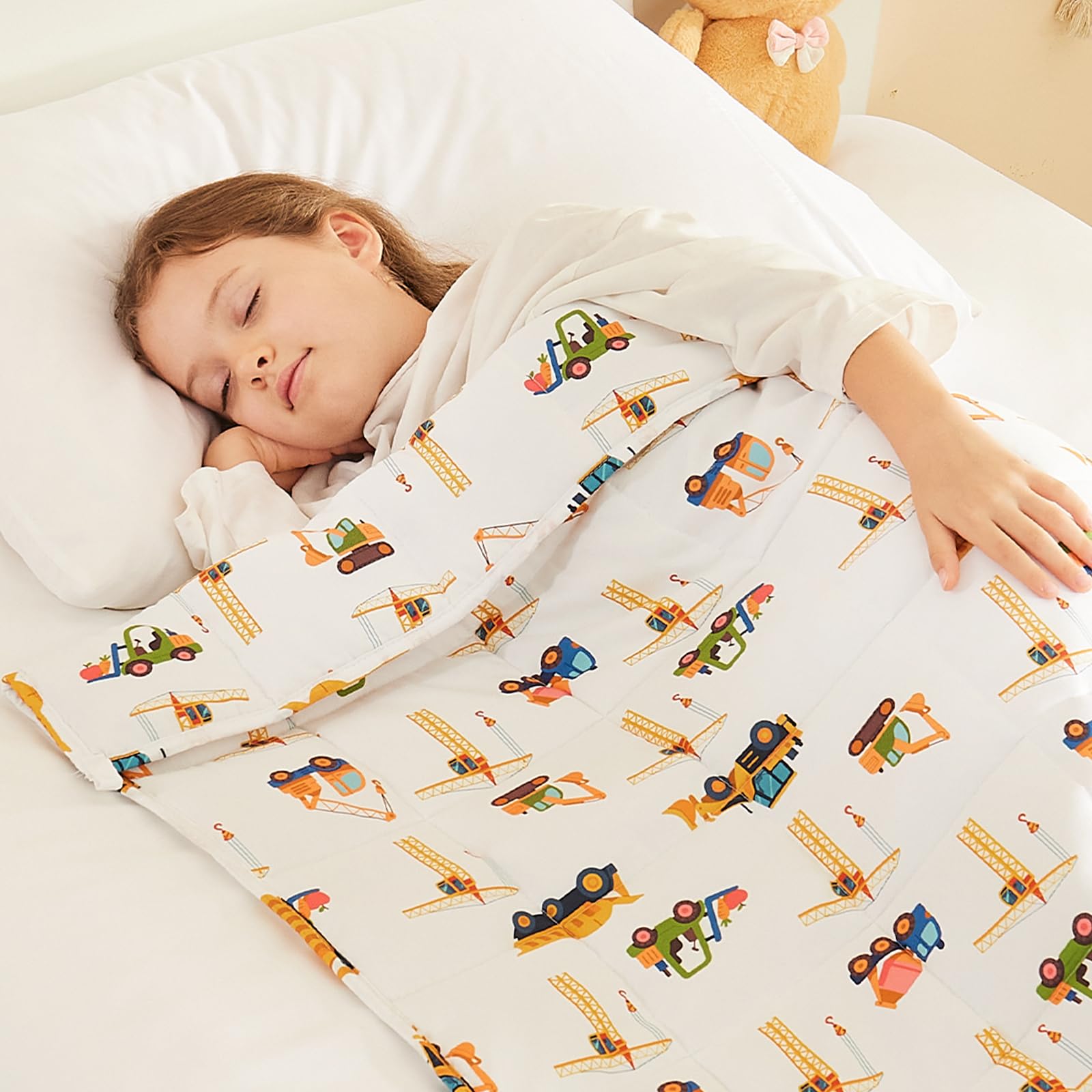HOSUKKO Weighted Blanket - 10 lbs Engineering Vehicles Heavy Blanket - Breathable Blanket(41 * 60 inches, 10 lbs)