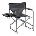 Flash Furniture Benjamin Folding Directors Camping Chair - Portable Gray Sports Chair with Cupholder Side Table - Indoor/Outdoor Steel Tube Framed Foldable Chair