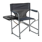Flash Furniture Benjamin Folding Directors Camping Chair - Portable Gray Sports Chair with Cupholder Side Table - Indoor/Outdoor Steel Tube Framed Foldable Chair