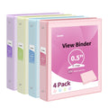 Sunee 3 Ring Binder 1/2 Inch 4 Pack, Clear View Binder Three Ring Pvc-Free (Fit 8.5X11 Inches) For School Binder Or Office Binde