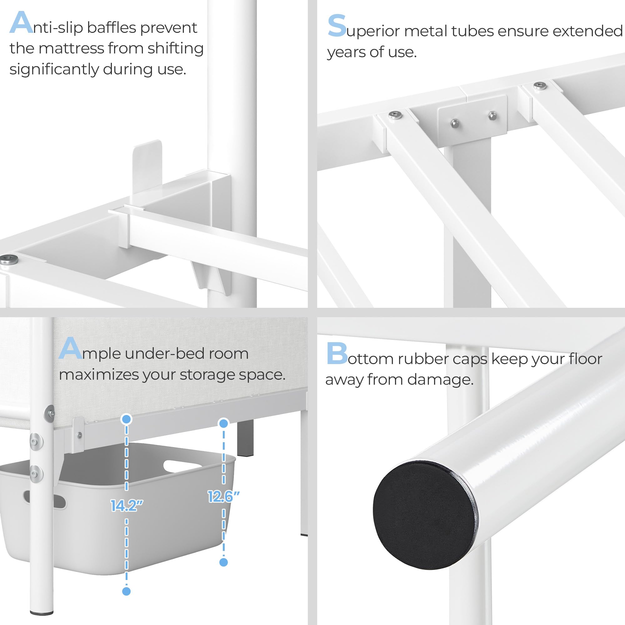 Yaheetech Metal Platform Bed Frame Mattress Foundation With Headboard And Footboard No Box Spring Needed Under Bed Storage Steel Slats White Full Size