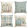 Avoin Colorlife Hello Fall Hello Pumpkin Throw Pillow Covers, 18 X 18 Inch Autumn Thanksgiving Harvest Aqua Eucalyptus Decoratio