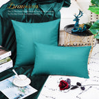 Brawarm Teal Leather Throw Pillows 20 X 20 Inches, Snake Leather Pillow Covers Pack Of 2, Faux Leather Decorative Pillow Covers