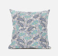 HomeRoots Cream Grey 18â€ Gray Green Boho Paisley Zippered Suede Throw Pillow