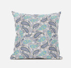 HomeRoots Cream Grey 18â€ Gray Green Boho Paisley Zippered Suede Throw Pillow