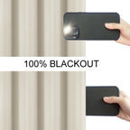 Lemomo 100% Blackout Curtains 40 X 63 Inch/Light Beige Curtains 2 Panels With Black Liner/Double Layer Full Room Darkening Bedro