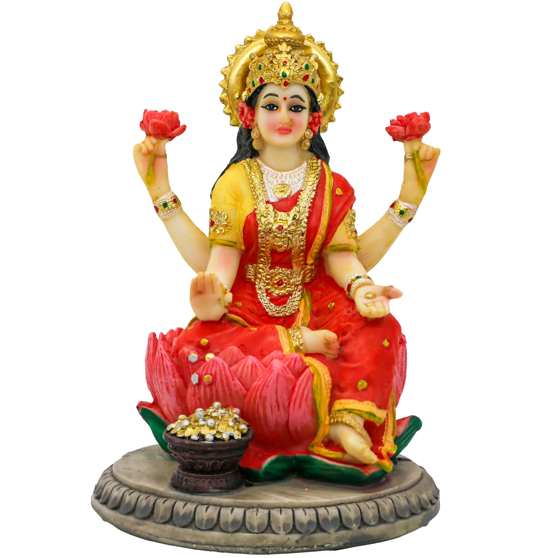 Indian Goddess Lakshmi Statue Figurine - 5.3   H Lakshmi Idols Statue Murti Laxmi Staue Home Office Temple Mandir Pooja Item Diw