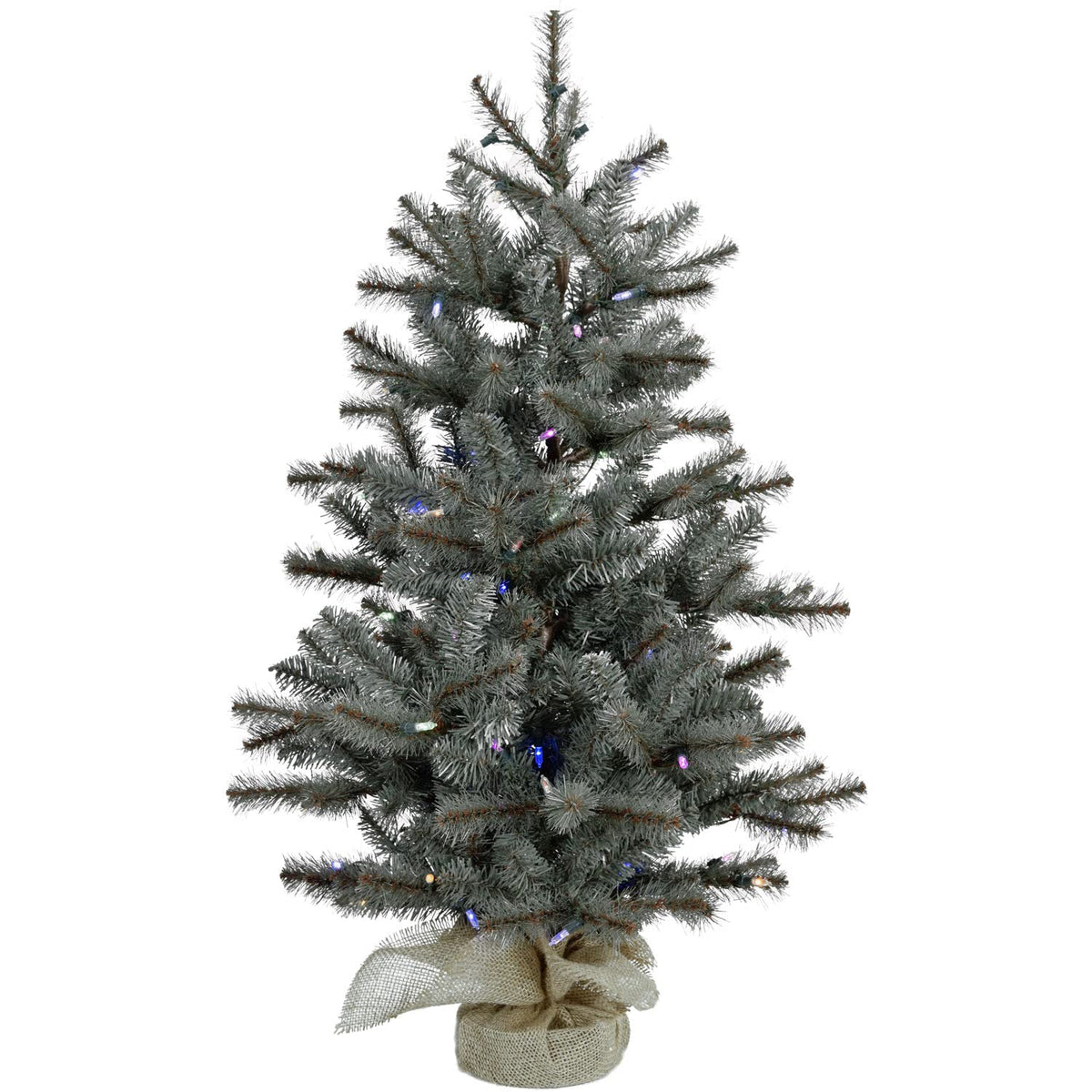 Christmas Time 4-Ft. Prelit Yardville Pine Accent Tree In Burlap Bag, Multi-Color Led Lights, Ct-Yv056-Ml, Green