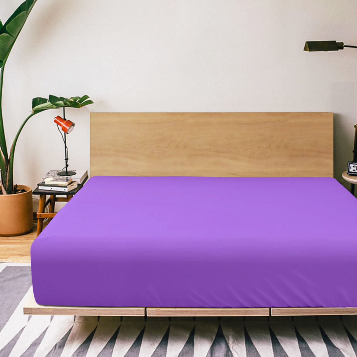 Flxxie Twin Microfiber Fitted Bed Sheet Only, Ultra Soft And Wrinkle, Fade, Shrinkage Resistant Deep Pocket Bottom Sheet, Purple