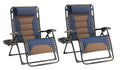Foristrail Zero Gravity Chair Set of 2 Oversized Padded Recliner with Adjustable Headrest & Cup Holder - 600D Oxford Folding Lou
