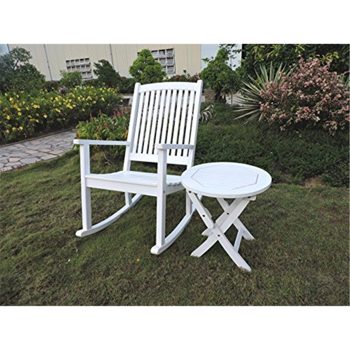 International Caravan Furniture Piece Nicosia Acacia Wood Rocker and Side Table