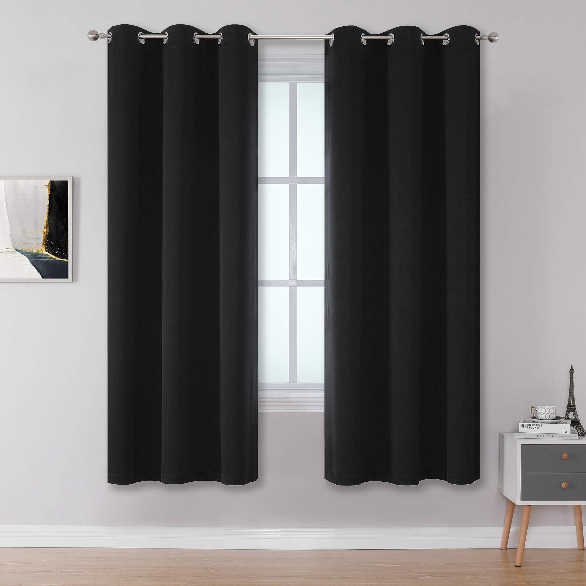 Dualife Blackout Curtains For Bedroom 63 Inch Length Solid Thermal Insulated Dimming Room Darkening Curtains For Kids Room Gromm