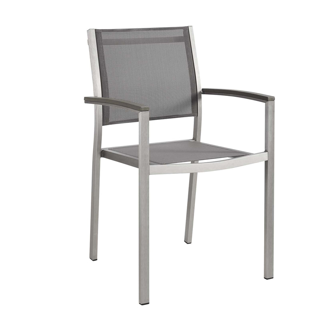 Modway Shore Aluminum Two Outdoor Patio Dining Arm Chairs In Silver Gray