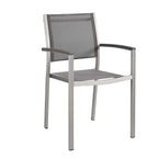 Modway Shore Aluminum Two Outdoor Patio Dining Arm Chairs In Silver Gray